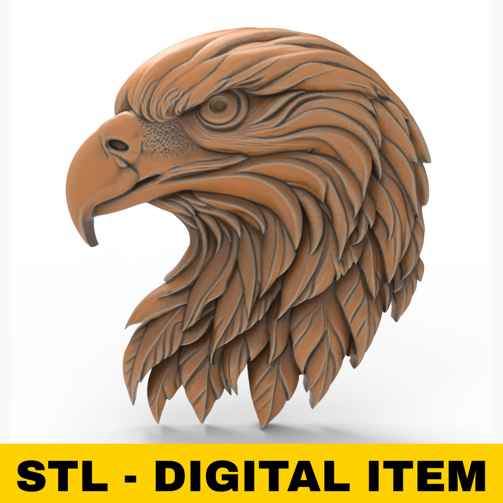 Eagle Head STL File for CNC Router 3D Printer 3D Printable Bird Wall Sculpture