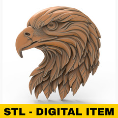 Eagle Head STL File for CNC Router 3D Printer 3D Printable Bird Wall Sculpture