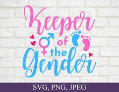 SVG, PNG, “Keeper of the Gender, Pregnancy Announcement” For Cricut Design Space
