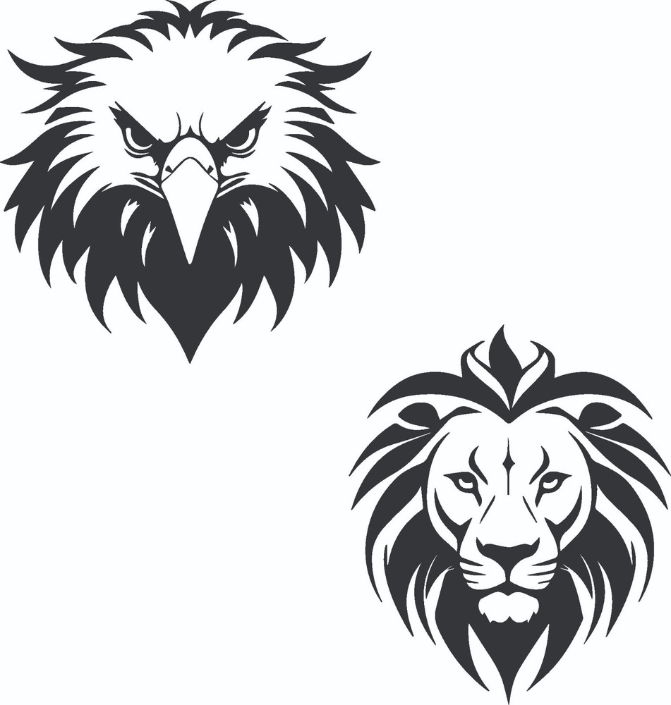 lion Head & Eagle head DXF Sign Plasma Laser Plotter Cut Vector CNC SVG