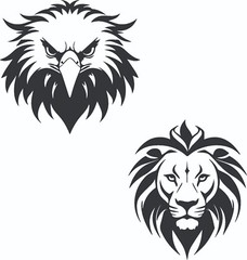 lion Head & Eagle head DXF Sign Plasma Laser Plotter Cut Vector CNC SVG
