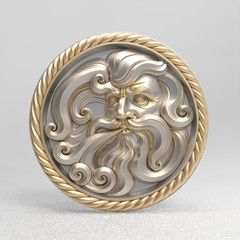 Digital Mythical Deity Face Medallion – STL – 3D Model for CNC and 3D Printer
