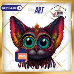 Cute Colorful Trippy Big Blue-Eyed Animal – Digital Download Clip Art #14