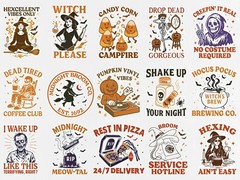 Spooky Halloween SVG PNG Bundle | 35 Designs | Ghost Witch Skeleton Art