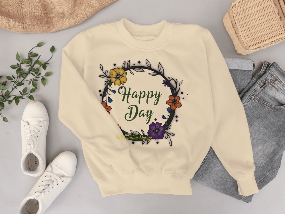 Happy Day PNG Clip Art Colorful Abstract Sublimation Design Digital