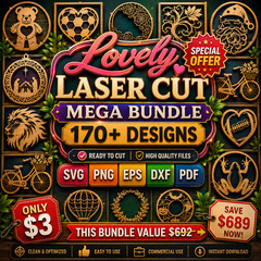 Lovely Laser Cut Mega SVG Bundle, 170+ Unique Designs, Digital Download
