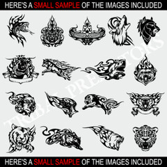 TRIBAL PREDATORS CLIPART-FLAMES VECTOR CLIP ART-VINYL CUTTER PLOTTER GRAPHICS CD