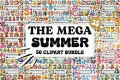 Mega Summer Clipart Bundle, 50 Collections, Digital Download