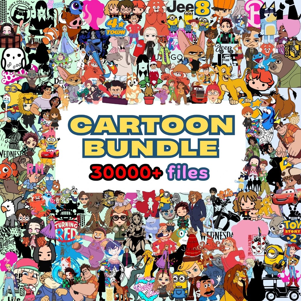 30000+ Files Cartoon Bundle SVG PNG CNC Cutting Design T Shirt Painting Digital