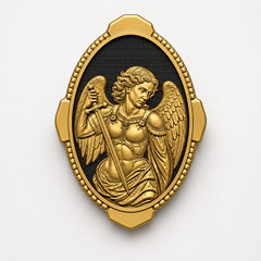 Saint Michael Medallion Relief 3D Model STL File for CNC Wood Carving