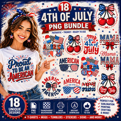 4th of July PNG Sublimation Bundle Patriotic Designs, Digital Download