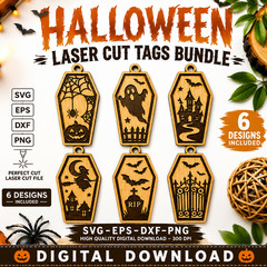 Halloween Coffin Keychain Laser Cut SVG Bundle, Digital Download