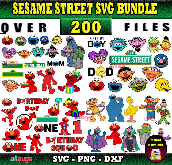 Sesame Street SVG Bundle, SVG Files for Print & Cricut, Silhouette & Laser Cut