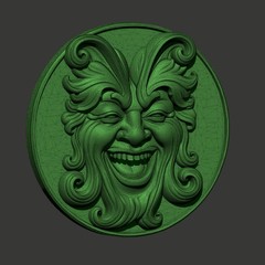 Smiling Face Carved Medallion – Wood Carving Design – 3D STL CNC File