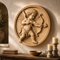 CNC Carved Cherub Bow Arrow – Model – STL File for Laser Engrave & CNC Route
