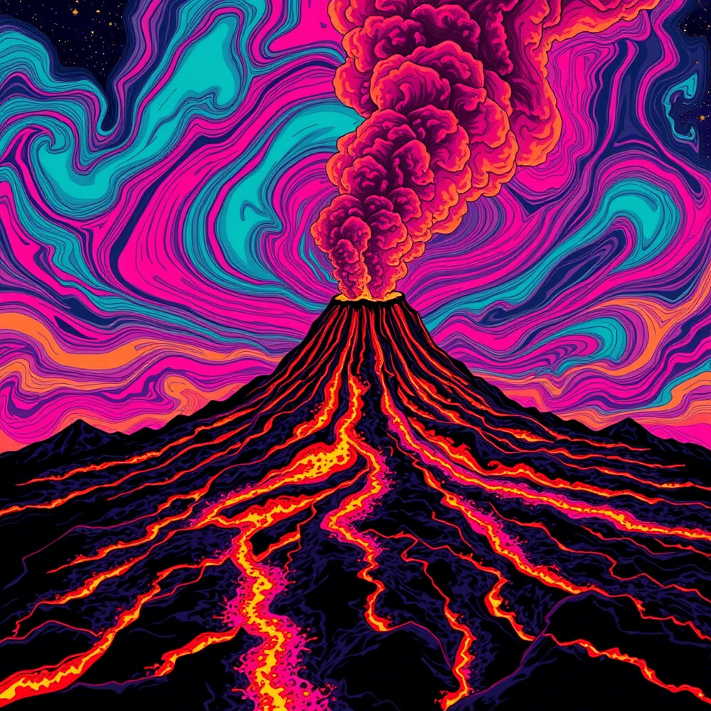 Digital picture abstract painting of volcano art printable file