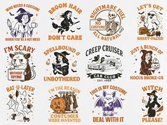 Spooky Halloween SVG PNG Bundle | 35 Designs | Ghost Witch Skeleton Art