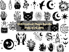 330 Celestial SVG Bundle Mystical Magic Moon Stars Witchy Cricut EPS Cut Files