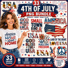 4th of July PNG Sublimation Bundle USA Patriotic Designs, Digital Download