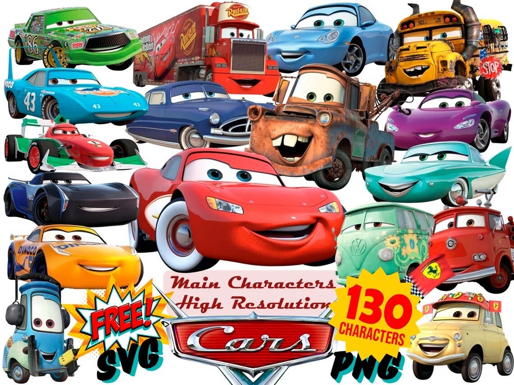 Bundle Car Friends Png, Friend Sublimation, Animated Car Characters Png