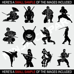NINJA-NINJAS CLIPART IMAGES-VECTOR CLIP ART-VINYL CUTTER PLOTTER EPS GRAPHICS CD