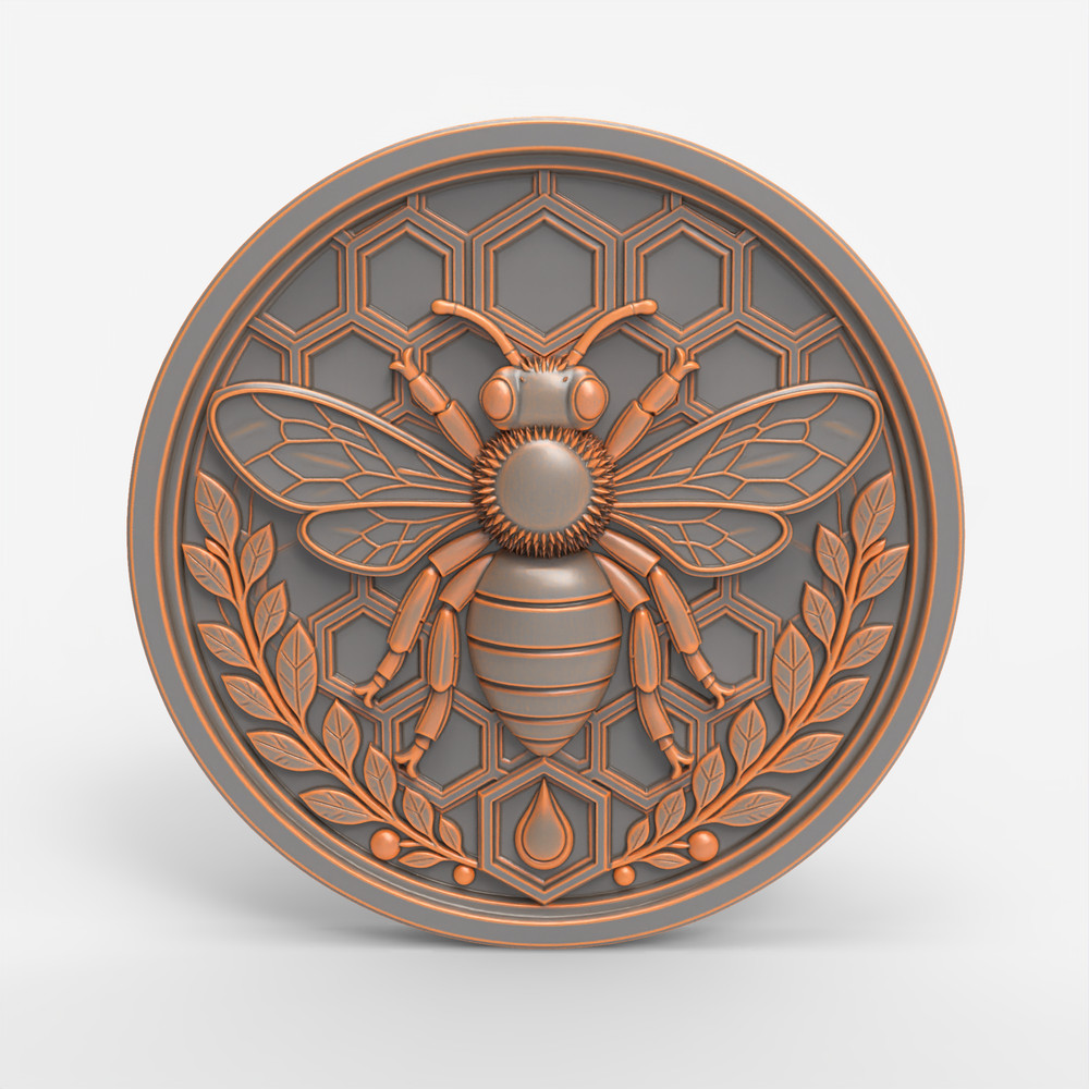 CNC Bee Medallion – Model – STL File for Laser & CNC Routing