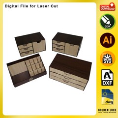 Organizer & Makeup Box MB004 DXF SVG CDR file Vector for Laser Cutting Machine