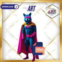 HD Dog Superhero Wearing Pink Cape + Sunglasses – Digital Download Clip Art #4