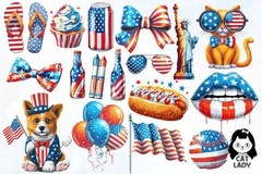 4th of July USA 250th Anniversary Fireworks PNG Bundle, Digital Download