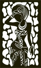 African Girl Wall Panel – CNC Plasma Laser Cutting Printing – DXF SVG PDF AI PNG