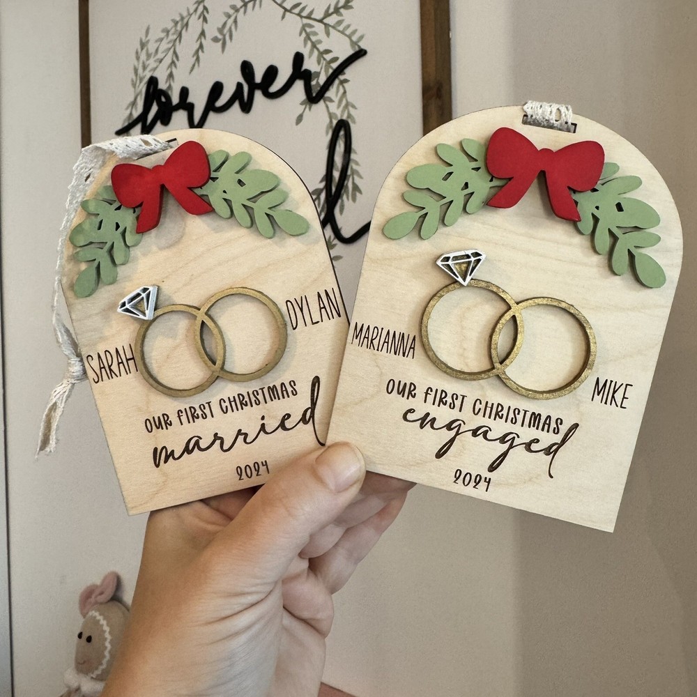 DIGITAL SVG Laser Cut File Our First Family Engaged/ Married Glowforge Xtool +