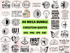 80 Christian SVG Bundle Bible Verse Quotes PNG Jesus Faith Sign Cricut Cut Files