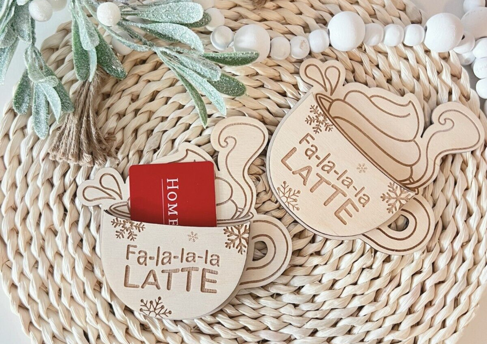 DIGITAL SVG Laser Cut File Coffee Cup Gift Card Holder Christmas Gift Glowforge