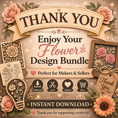 Flowers SVG Bundle, 96 Laser Cut Files, Cricut Silhouette, Digital Download