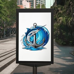 Powerful Marlin & Anchor Digital Art Bundle Ocean Inspired Cartoon Illustrations