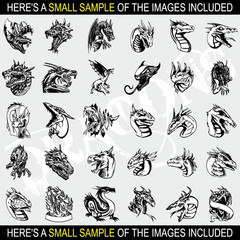 DRAGONS CLIPART-VECTOR CLIP ART-VINYL CUTTER PLOTTER IMAGES &T-SHIRT GRAPHICS CD