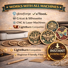 Coasters SVG Bundle, 96 Laser Cut Files, Cricut Glowforge, Digital Download