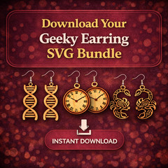 52 Geeky Earring SVG Bundle, Laser Cut Files Cricut Glowforge, Digital Download