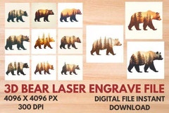 3D Laser Engrave Files Bundle, Engraved Wood Art, Digital Download