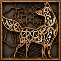 Multilayer Fox Mandala Laser Cut Bundle, Digital Download