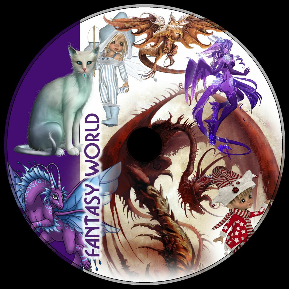 FANTASY Fairy Dragons Unicorns .png & vector 1000+ best clipart ROYALTY-FREE DVD