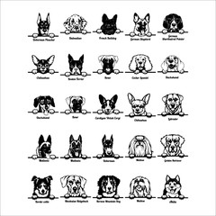 PEEKING DOGS CLIPART-VECTOR CLIP ART-VINYL CUTTER PLOTTER IMAGES-EPS GRAPHICS CD