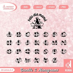 2 Monogram Mother’s Day, Svg, cricut, png, Silhouette file digital