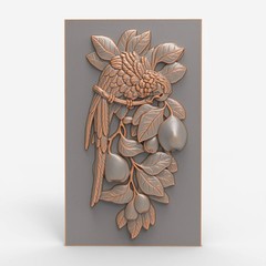 Parrot Fruit Branch Wood Carving Design – Wood Carving Design – 3D STL CNC File