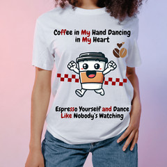 Dancing Coffee Cup PNG – Funny Coffee T-Shirt Design – Coffee in My Hand