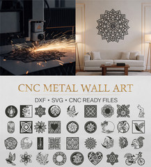 PACK +30 Floral & Mandala Decorative DXF SVG Files | CNC Laser Cut Wall Art