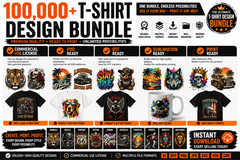 100,000+ Premium T-Shirt Design Bundle PNG SVG AI EPS CDR JPG Digital Download