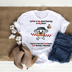 Dancing Coffee Cup PNG – Funny Coffee T-Shirt Design – Coffee in My Hand