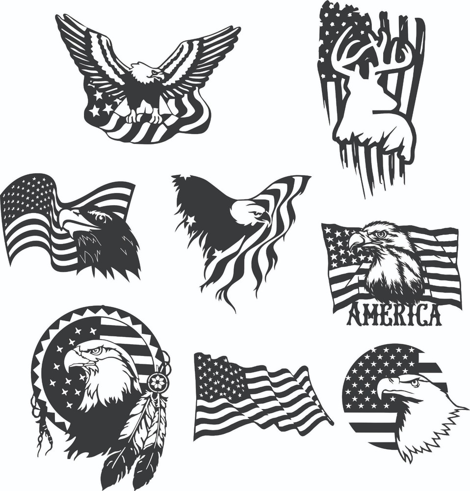DXF DWG of PLASMA LASER AND ROUTER Cut -CNC ALL FLAG USA