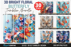 3D Tumbler Wrap Bundle PNG 20oz 30oz Skinny Sublimation , Digital Download